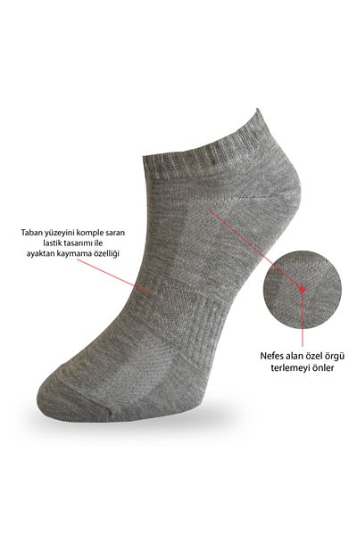 Çorap Çekmecesi Gray Cotton Short Socks - Pack of 10