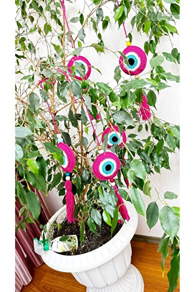 afralya home El Örgüsü 1 Adet Dekoratif Nazar Boncuğu Ağaç Süsü Bahçe Balkon ...