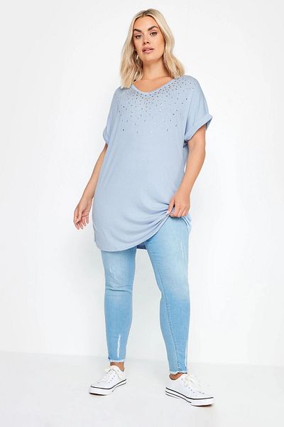 Stil Diva V-Neck Short Sleeve Plus Size Blouse with Sequin Detail -302280