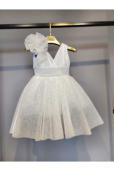 SCSTİL White Glittered Double-breasted Dress