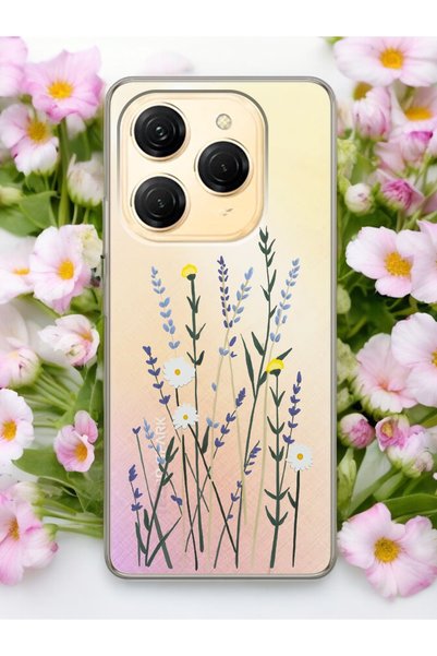 Spoyi Clear Phone Case with Design Tecno Spark 20 Softy Lavenders