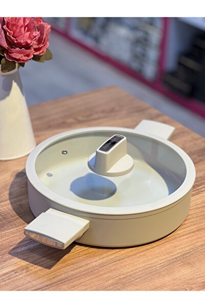 ACAR Ultimate Pro Seramik Kaplama  paslanmaz renk atmaz Karnıyarık pilav Basık kapaklı 26 cm Tencere