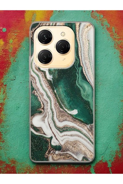 Spoyi Clear Phone Case for Tecno Spark 20 Green Sand Beach Design