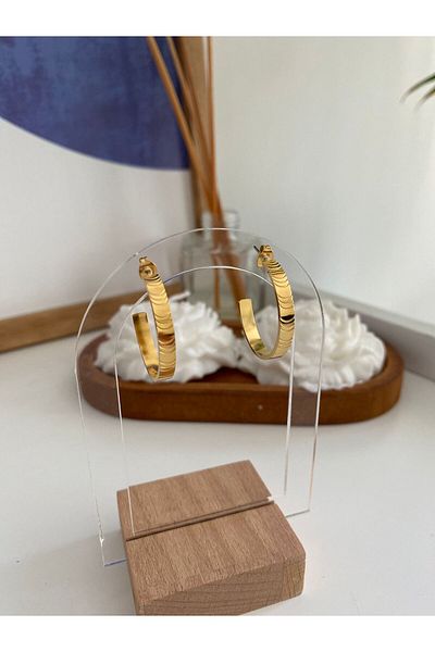 stainles steel Steel Earrings - Moon Cut Hoop