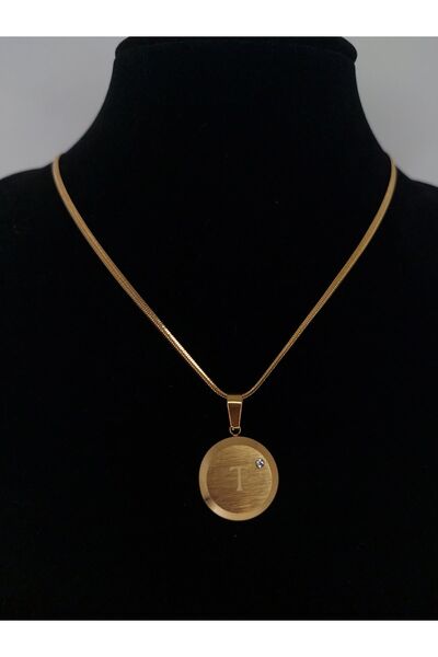 Romea Italian Chain Letter T Necklace Gold Color