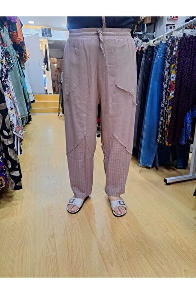 NUR TEKSTİL kadın  italyan   pamuklu keten beli lastikli  pis dikişli   etnik...