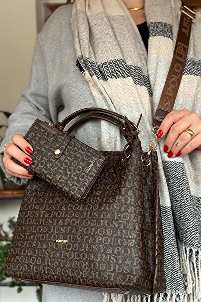 Just Polo حقيبة كتف وحقيبة يد نسائية مضفرة مكونة من 4 أقسام 2180 رطل