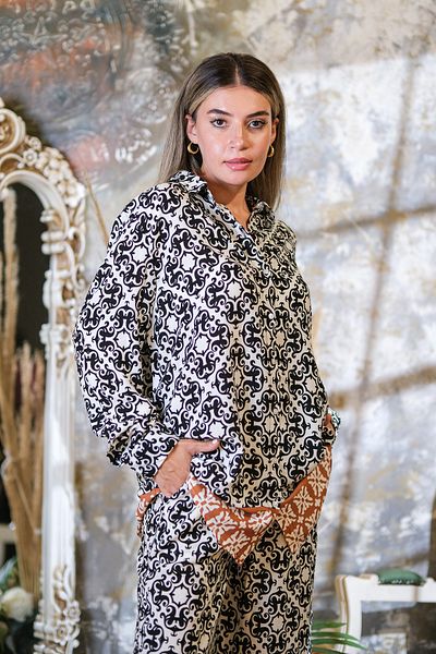 thepery Patterned Viscose Women's Trousers and Shirt Set