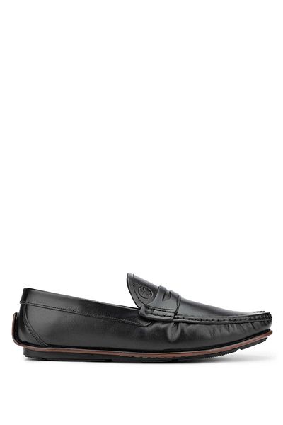 Tamer Tanca Genuine Leather Black Men's Loafer Shoes
