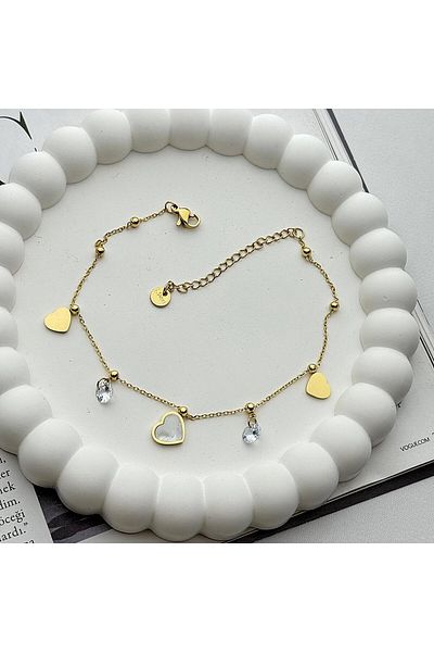 DS DİAMONDSHOP Anklet Steel Heart Model - BYÇHL-202408203