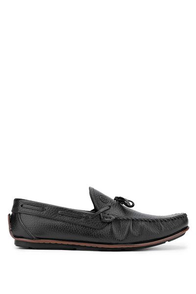 Tamer Tanca Men's Black Genuine Leather Loafer Floter Shoes