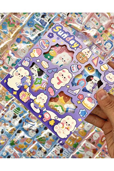 Genel Markalar Sunday Tavşan 4 Bölümlü 100 Yaprak Mor Mini Kutu Sticker Seti ...