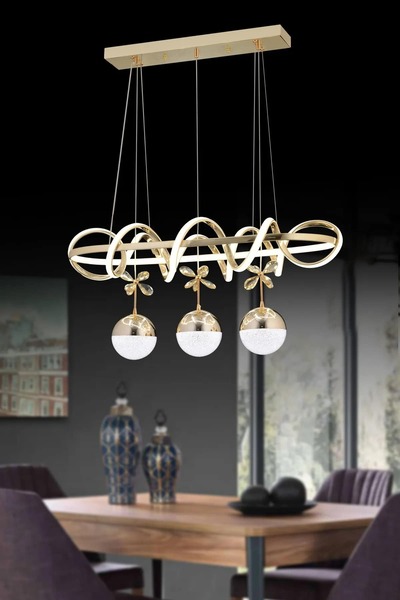 OSC HOME AYDINLATMA TASARIM SARMAŞIK led avize YEMEK MASASI 3 ayrı ışık yanma...