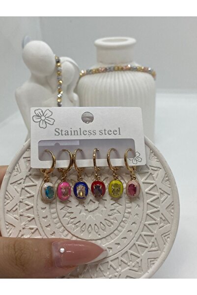 staınless steel 6’lı küpe