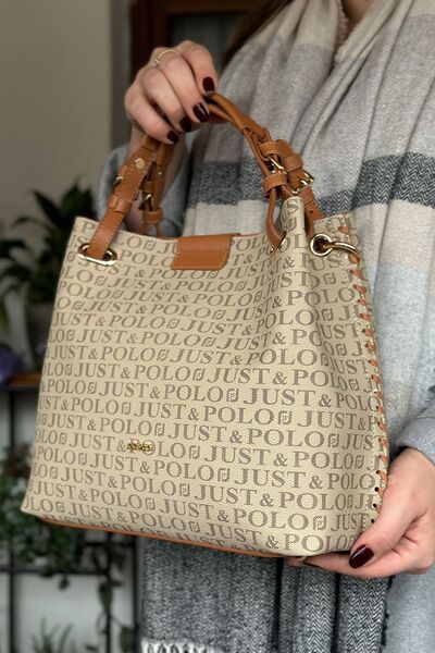 Just Polo حقيبة كتف نسائية مضفرة مكونة من 4 أقسام 2180-str رمل تان