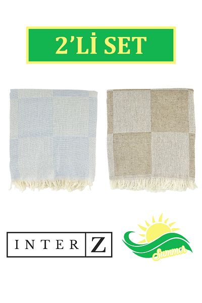 INTER Z Σετ 2 σκακιέρας με μοτίβο - 70x155 εκ. Πετσέτα θαλάσσης και παντελόνι