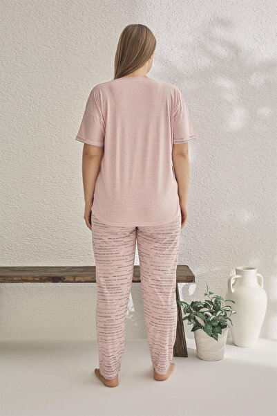 Estiva 23183 Women's Short Sleeve Large Size Summer Viscose Pajamas Set