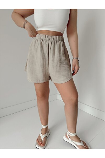 Pupa Muslin Loose Women's Shorts - Elastic Waist