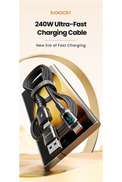 Toocki 2 in 1 Tip C Tipi C Kablo 240W Pd 3.1A Hızlı Şarj USB C C Ekran Kablos...