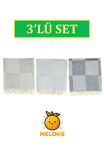 MELONIE Σετ με μοτίβο σκακιέρας 3 τεμαχίων - Πετσέτα θαλάσσης, 70x155 εκ.