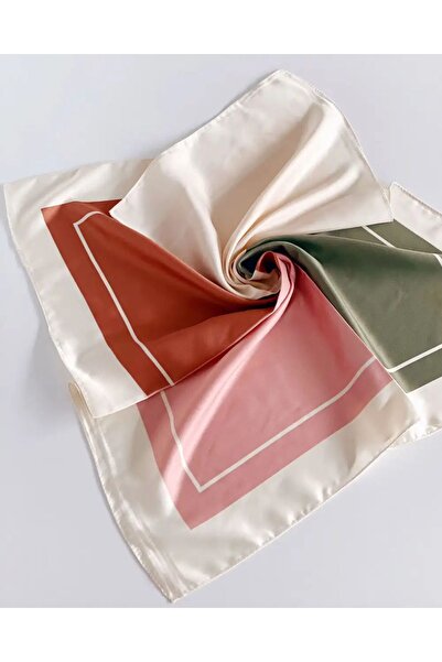 Bikutumutluluk Minimal Square 4-Color Boho Satin Scarf