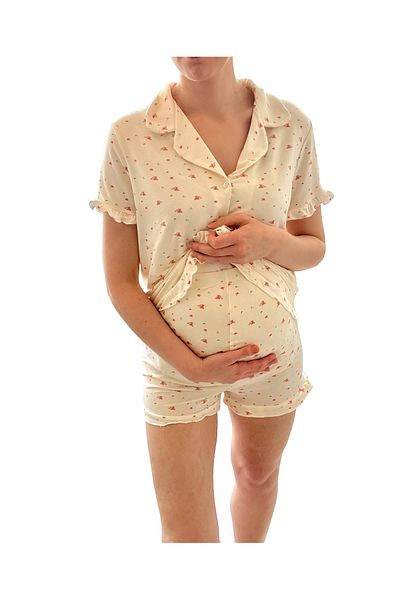 Merlot Set de pijamale de maternitate cu nasturi din viscoza