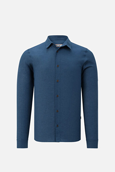 Vaneda V-CLUTCH ERKEK KETEN GOMLEK KOYU MAVI L