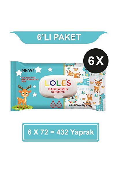 Lole's Sensitive Bebek Islak Mendil 6x72 432 Yaprak