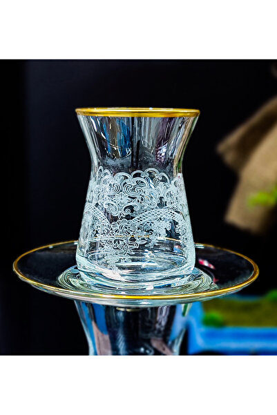 SEÇKİNEV Gold Lace Pasabahce Tea Set