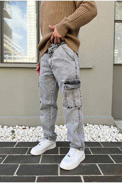 corfixman Baggy Gri Kargo Cepli Pantolon