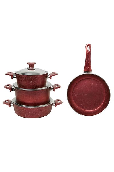 In House | 7 Pieces Turkish Granite Cookware Set With Steel Lid