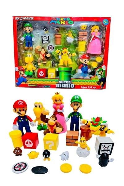 Retoys Süper Mario 21 Parça Et Işıklı Oyuncak Set Figür Set