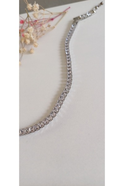 Feride Steel Bracelet Waterway Baguette Stone 316L Unbreakable Color Throwabl...