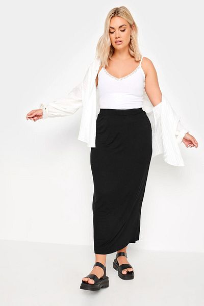 Stil Diva Comfortable Fit Large Size Stretch Long Skirt - Elastic Waist, No Pockets160038