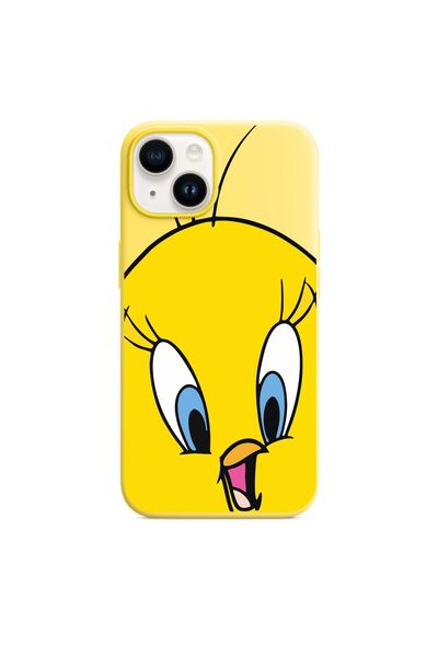 Butik iPhone 13 Uyumlu Tweety Desenli Kabartmalı Koruyucu Telefon Kılıfı