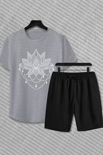 aynewmoda Oversize Floral Printed T-Shirt Shorts Set
