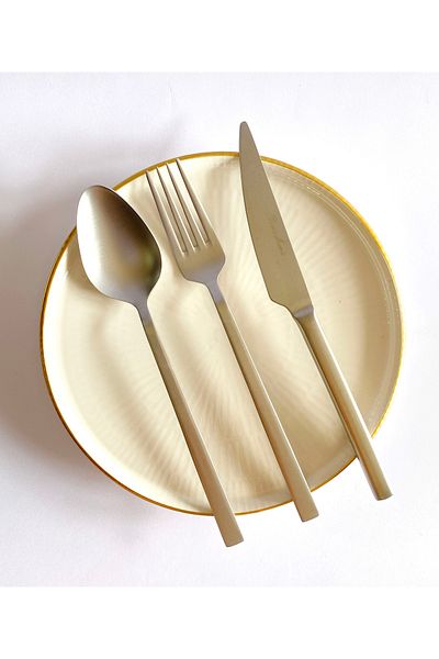 Dame Marie Matte Silver Cutlery Set for 6 People - Suitable for Daily Use