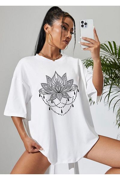 aynewmoda Oversize Floral Printed T-Shirt Shorts Set
