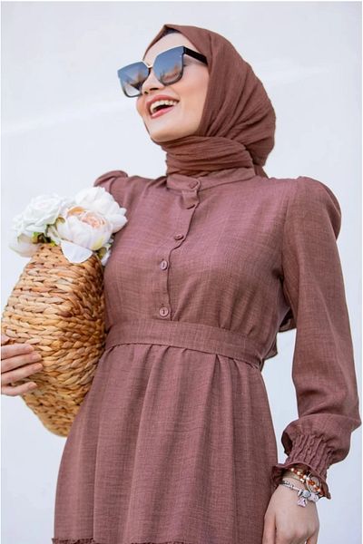 STİLZERAFET Ленена рокля - пола с воланчета