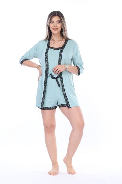 mervemoda Rochie de vară pentru femei, din bumbac pieptănat, cu bretele, pantaloni scurți, set de 3 piese