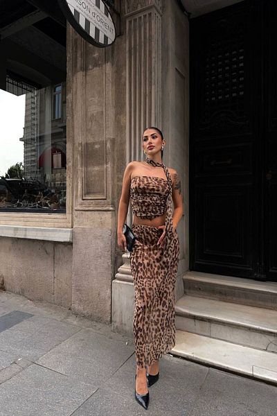 Kir Leopard Patterned Tulle Thread Set