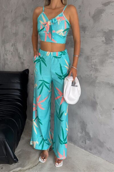 Kir Crop Top șifonat cu model - Set tip