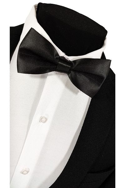 BLC Basic Line Co. Black Color Plain Bow Tie
