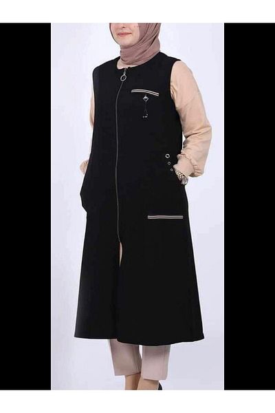 ECE GİYİM Long Sports Vest - Ottoman Fabric, Pocket Stripe