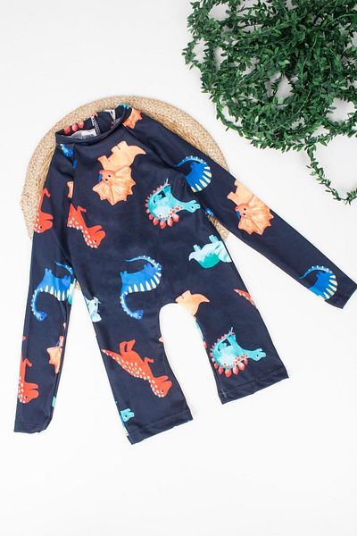 TRENDİMİZBİR Men's Long Sleeve Sea Horse Swimsuit