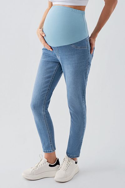 Artış Pantaloni jeans de maternitate cu talie reglabilă în lycra flexibil Boyfriend