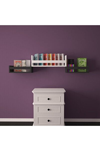 Ninnimo Mini Duvar Rafı Kitaplık Antrasit Beyaz MD1