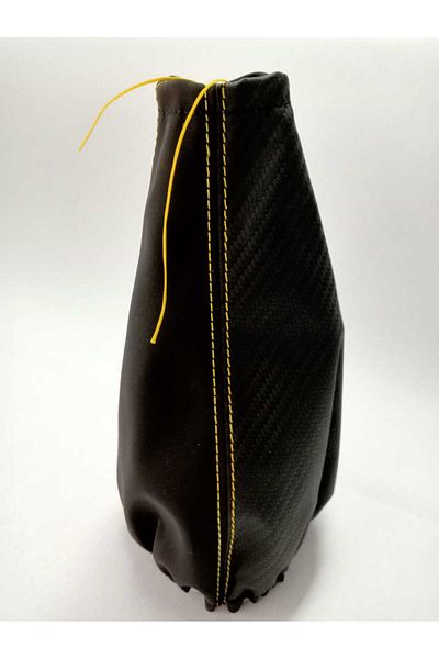 özgüven oto giyim Yellow Stitched Universal Gear Shift Bellows - Carbon Alkantre