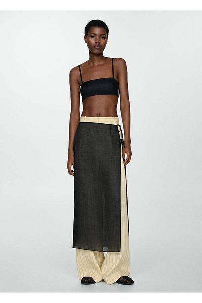 MANGO Woman Crop Linen Blouse