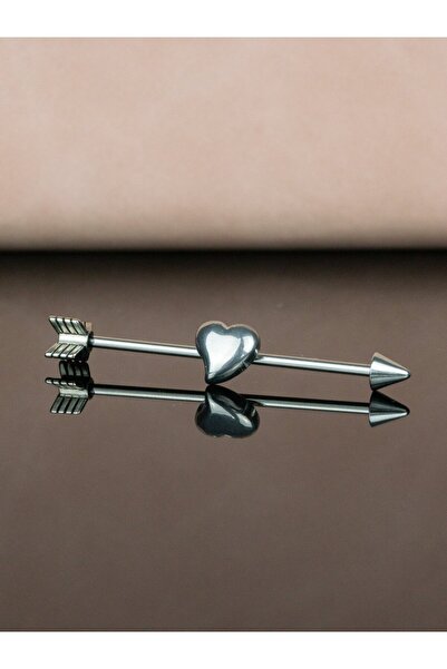 MORNEVA Ok Ortası Kalp Çelik Köprü İndustrial Piercingi